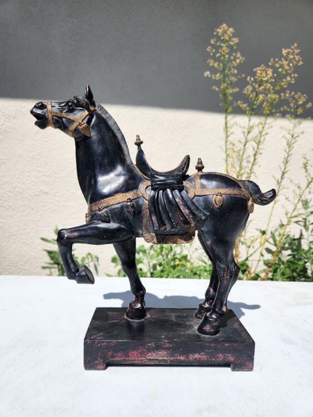 Vintage Z Gallerie Tang Dynasty Style Horse Statue 12" x 12" War Horse Sculpture